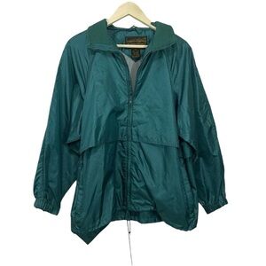 Vintage Eddie Bauer Medium Green Vented Windbreaker Jacket Hooded Zip